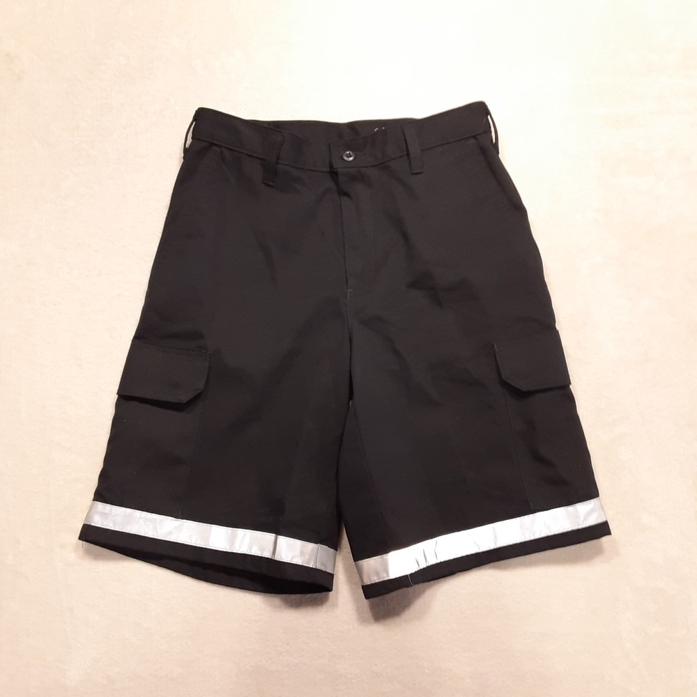 Cintas Mens Baggy Reflective Cargo Shorts 30 Black Comfort Flex 10" Inseam